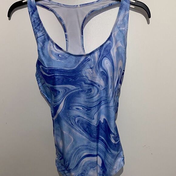 Nicole Miller Studio Women's Blue Racerback One Piece Swimsuit Size Medium NWT - Picture 2 of 10